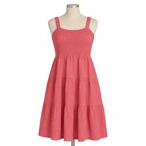 Maurices Pink Tiered Mini‎ Smocked Sundress Large Casual Feminine Cottagecore